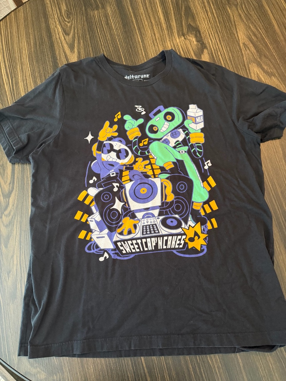 Deltarune Black Tee with Green & Purple DJ Graphic